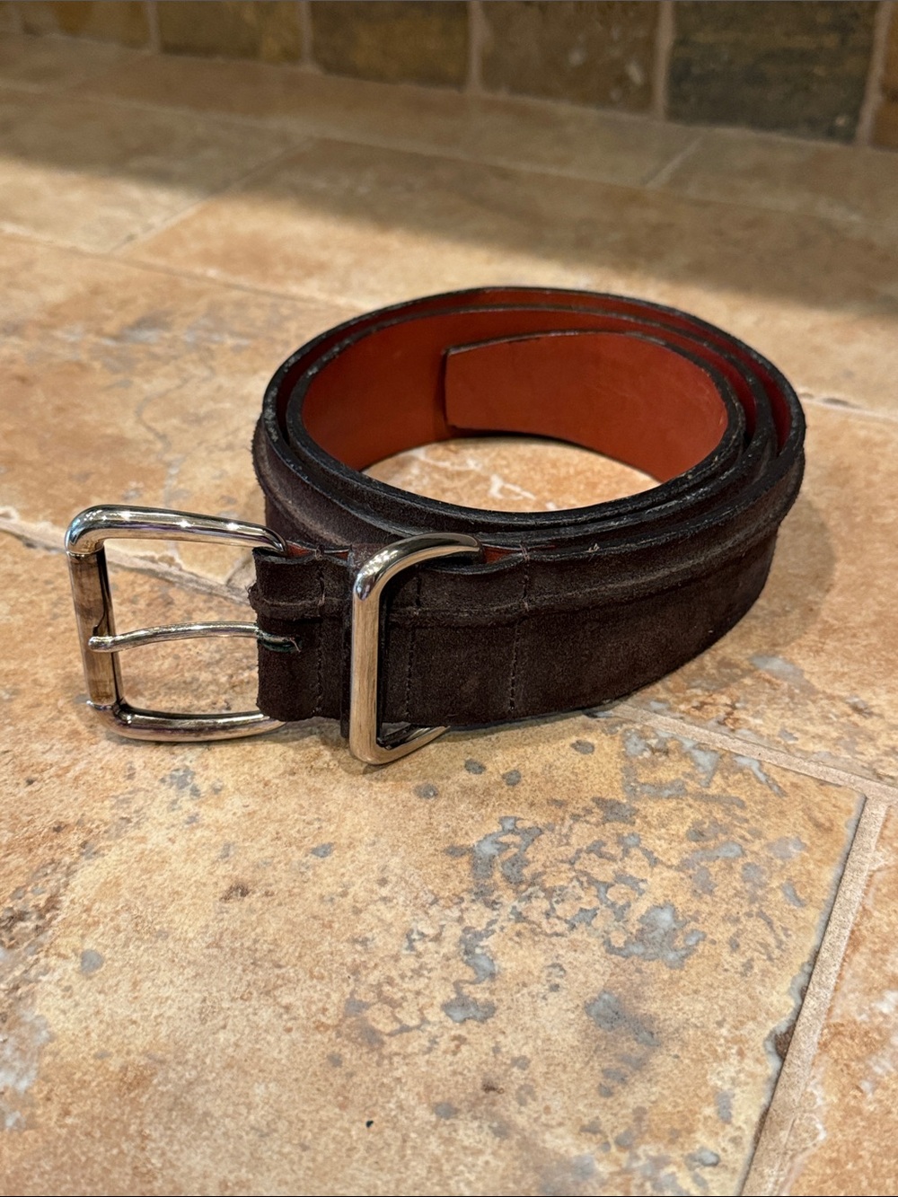 Tod’s Genuine Leather Brown Suede Men’s Belt 90 / US 35.5 $460!